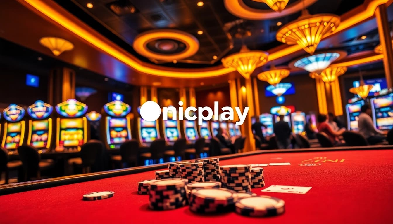 Players enjoying Onicplay slot machines in a luxurious casino atmosphere.
