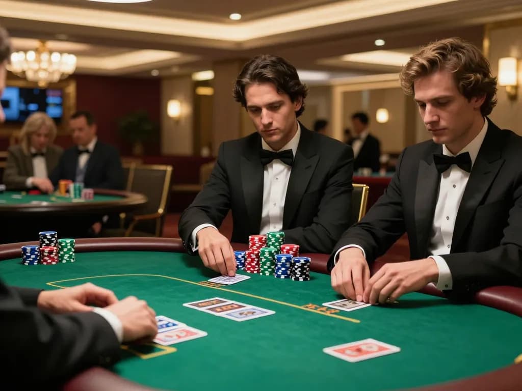 Players strategizing in a high-stakes poker game at 888new casino, focused on winning.
