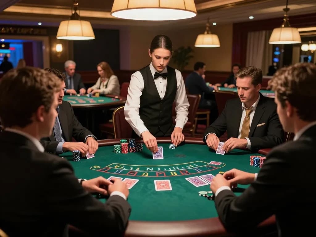 Engaging players at ALO8 blackjack table strategizing their bets for o8 winning experience.