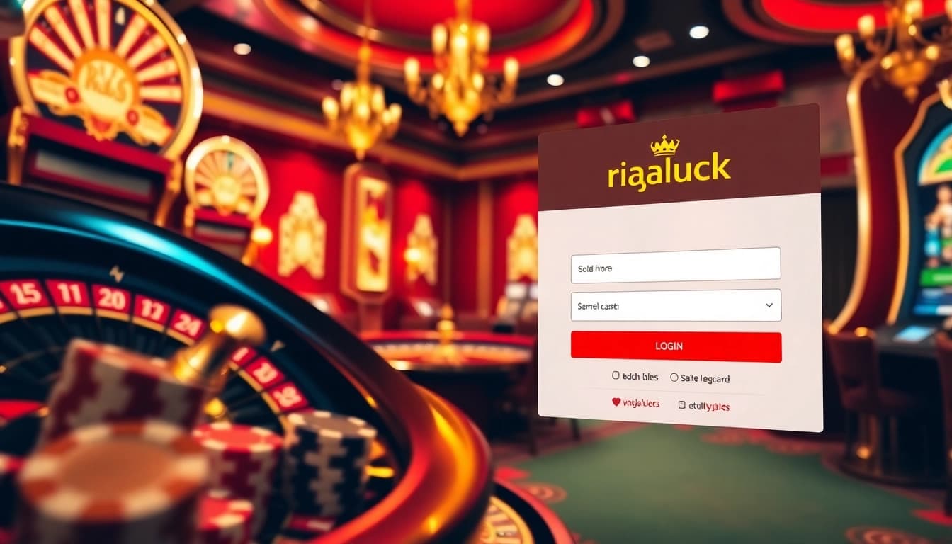 Engage with the Rajaluck Login interface as vibrant casino elements enhance the online gaming experience.