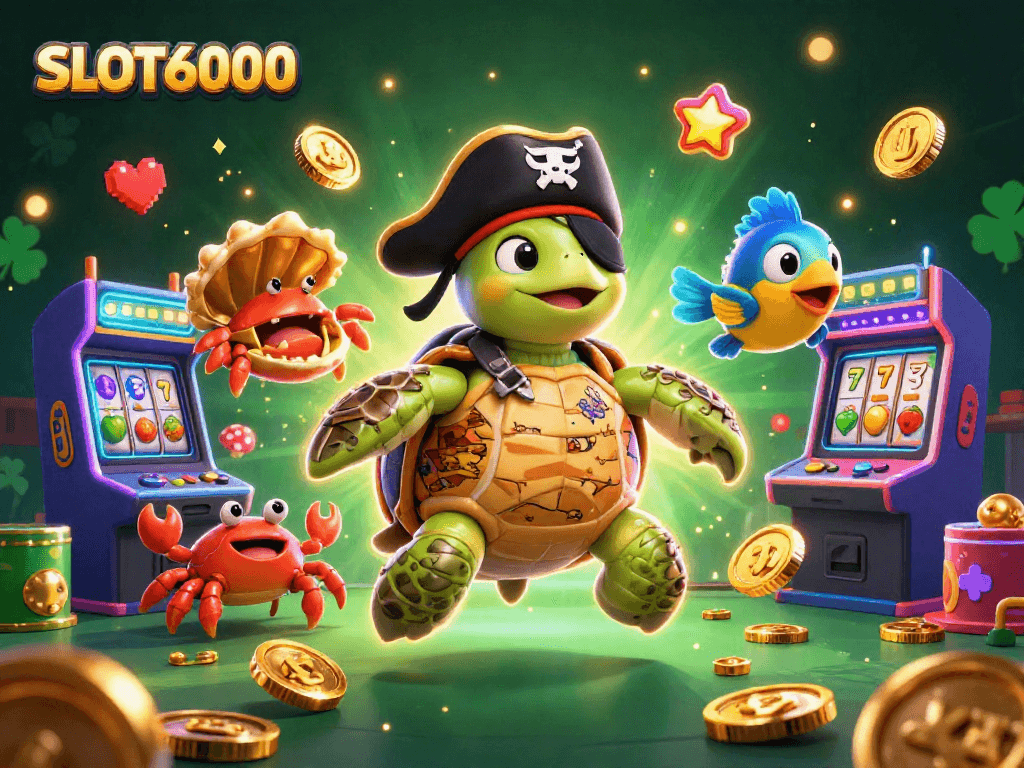 Engage with SLOT6000's thrilling slot experience featuring vibrant characters and game elements.
