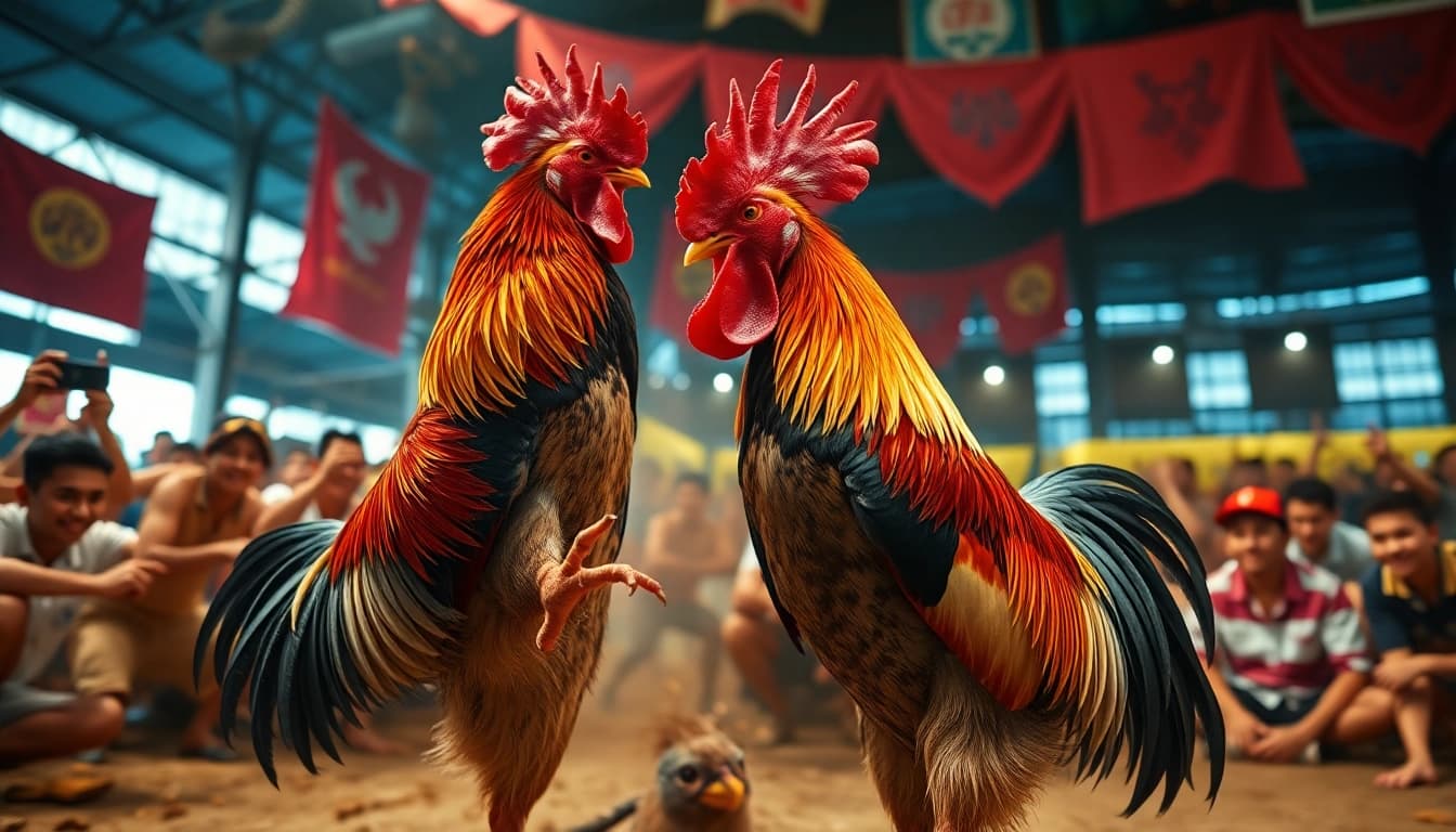 Dynamic cockfighting scene featuring intense action and excitement at XX88 event