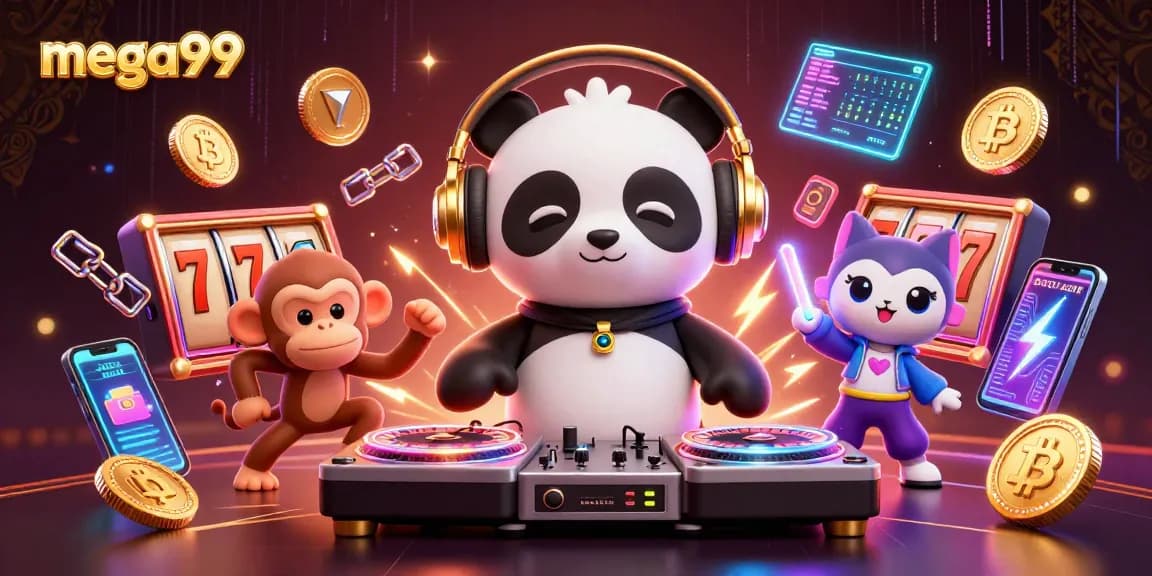 Experience thrilling jackpots with mega99's vibrant casino atmosphere and engaging game characters.