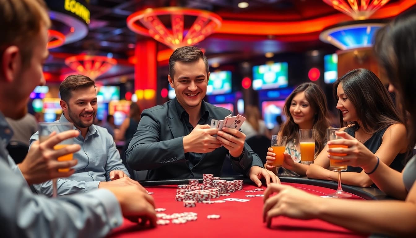 Engage in exciting poker games with afk toto at a vibrant casino scene.