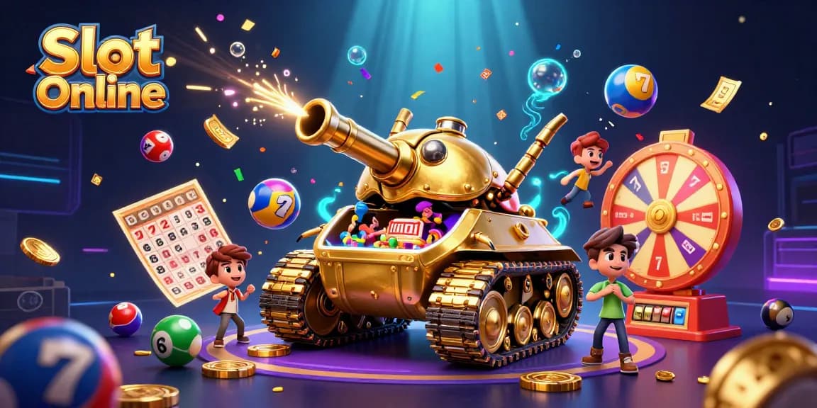 Engage in Slot Online action with colorful games and winning prizes in a vibrant 3D casino scene.