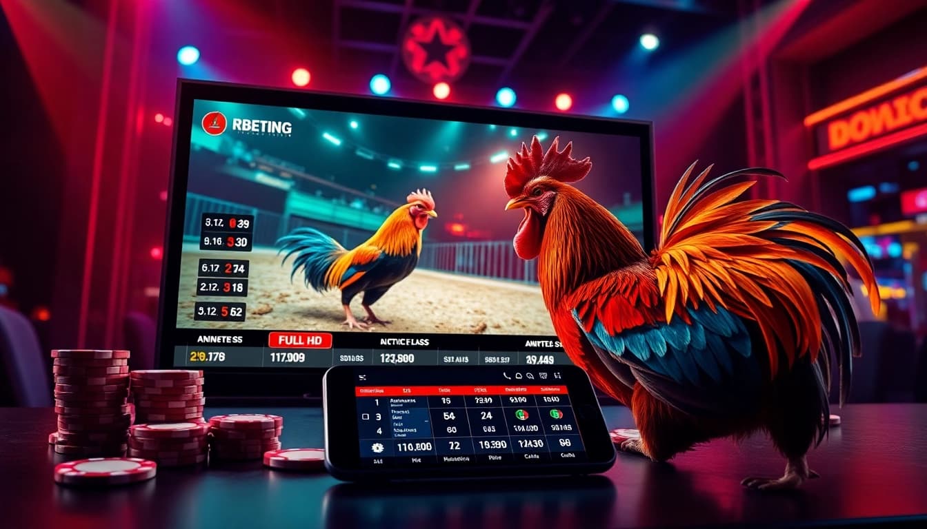 Engaging live betting scene on đá gà trực tiếp platform featuring action-packed cockfighting visuals.