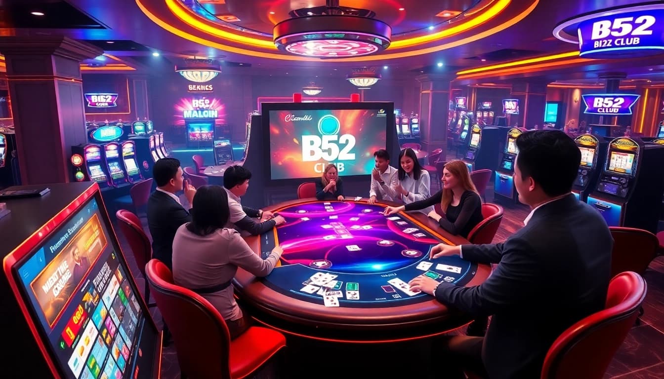 B52 Club players enjoying interactive casino games with vibrant visuals and professional dealers.