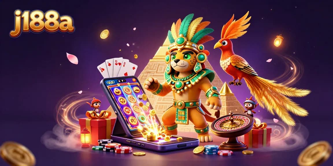 Spin the reels with j188a, a vibrant 3D representation of online casino elements in action.