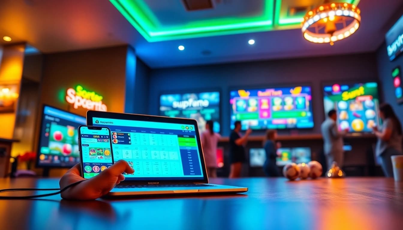 Asupantoto online gaming interface showcasing vibrant slot games and sports betting.