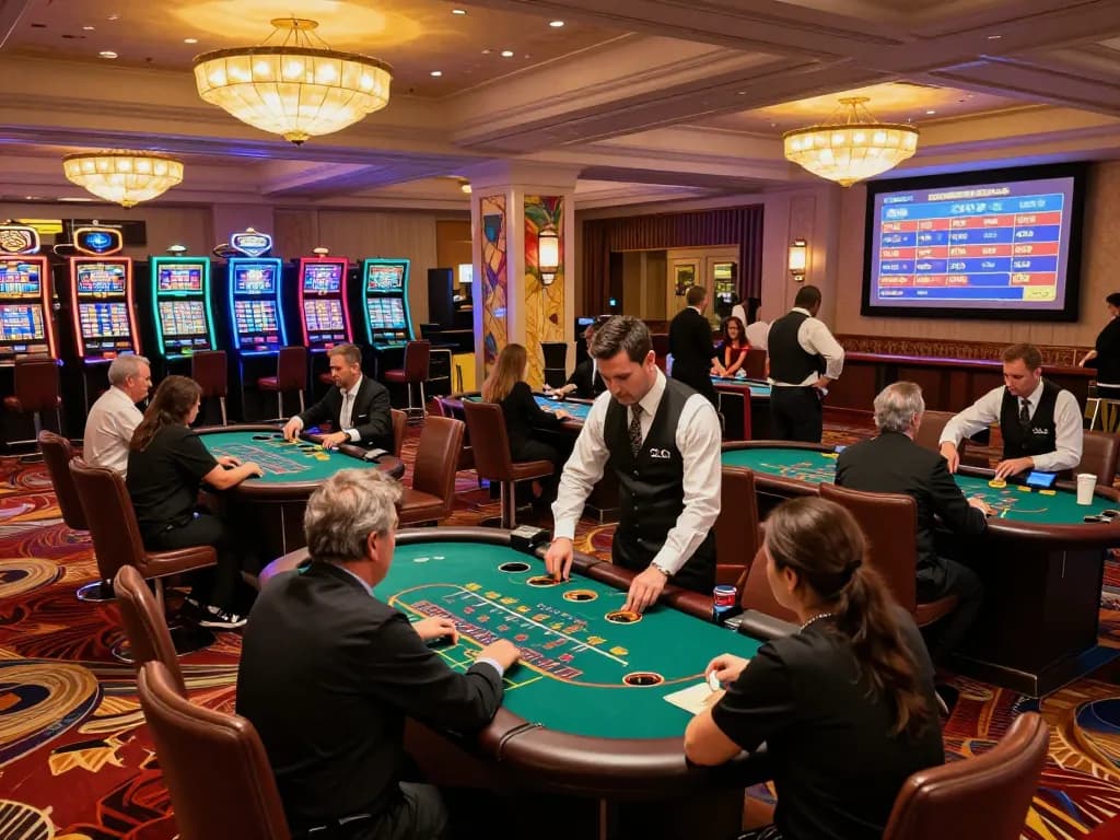 Players engaging in blackjack at Forsythsundownerinn casino with vibrant atmosphere and elegant decor.