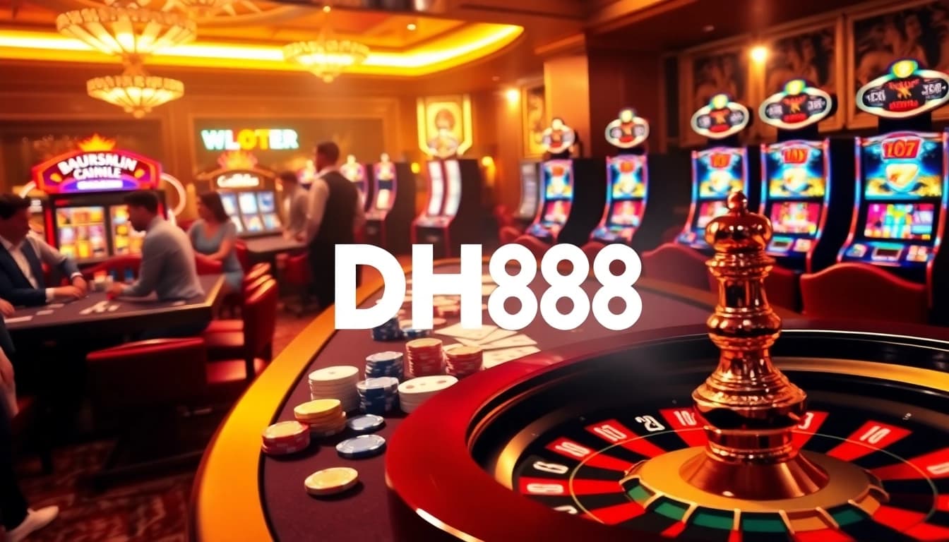 Engage in high-stakes action with Đăng ký DH88 at an exciting casino scene featuring slots and roulette.