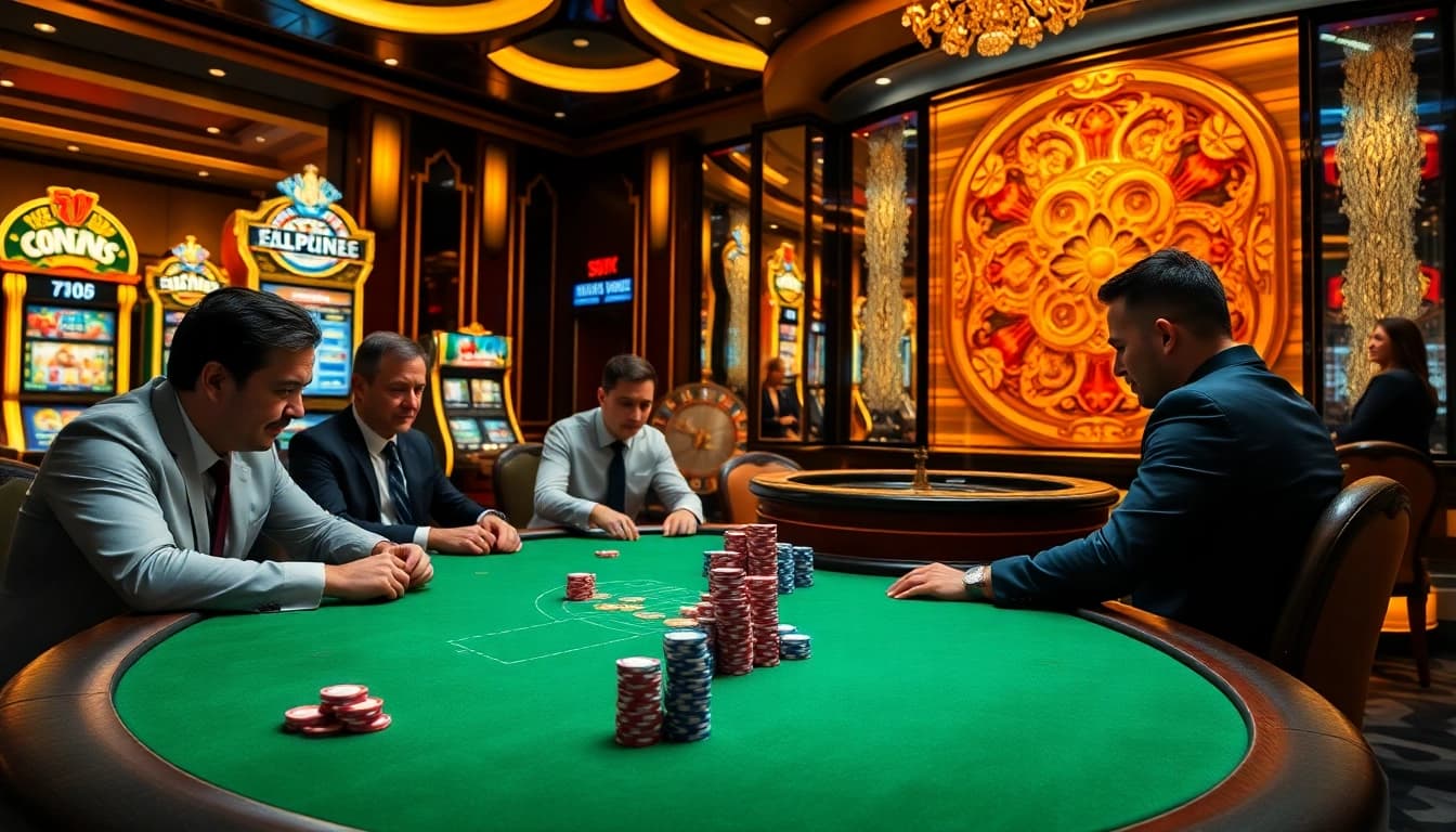 Experience high-stakes poker at https://sunwin.builders/, showcasing vibrant chips and a thrilling atmosphere.