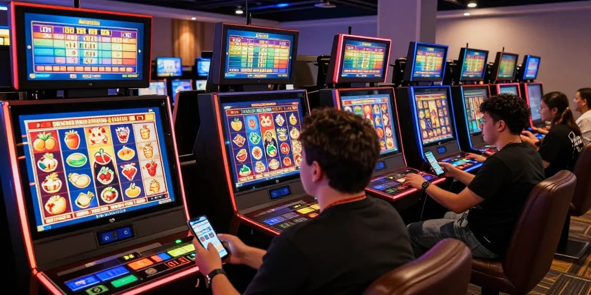 Engaged players exploring link slot options on a vibrant online gaming platform.