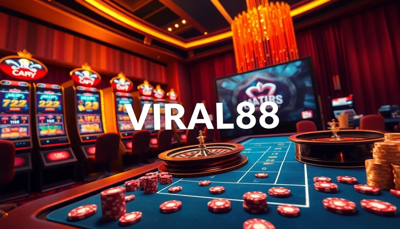 Experience the excitement of online gambling with VIRAL88's vibrant slot machines and roulette.