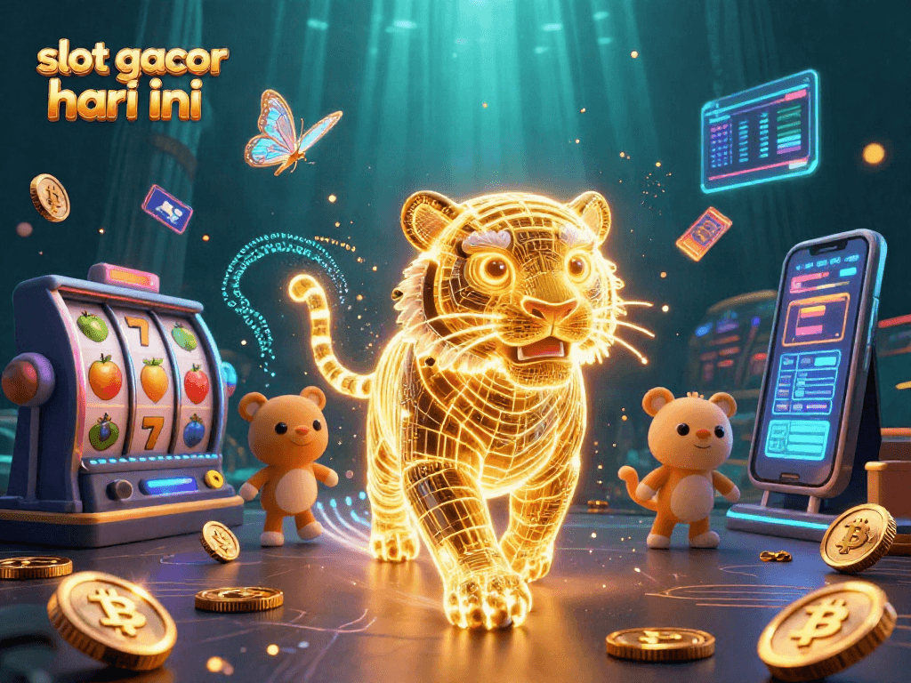 Experience thrilling slot gacor hari ini with a vibrant 3D casino scene filled with dynamic gaming elements.