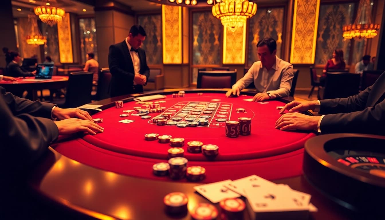 Engaging scene at SV66 nhà cái poker table showcasing excitement and strategic gameplay.