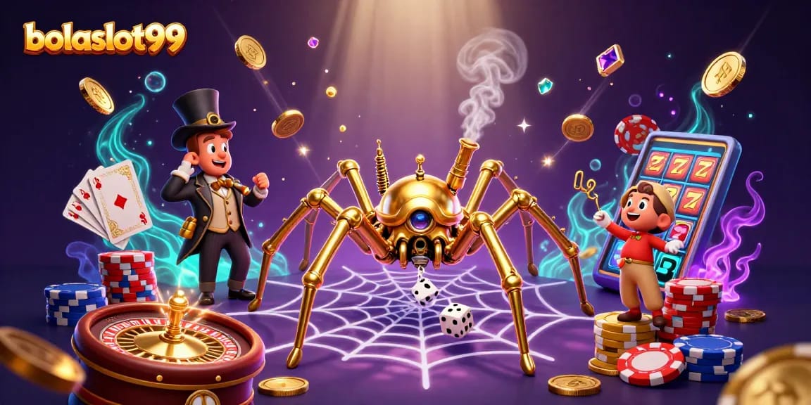 Experience the thrill of bolaslot99 with vibrant casino elements and a dynamic steampunk scene.