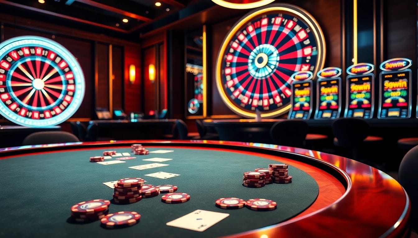 Experience the thrill of 98WIN at a luxurious casino table with poker chips and roulette.