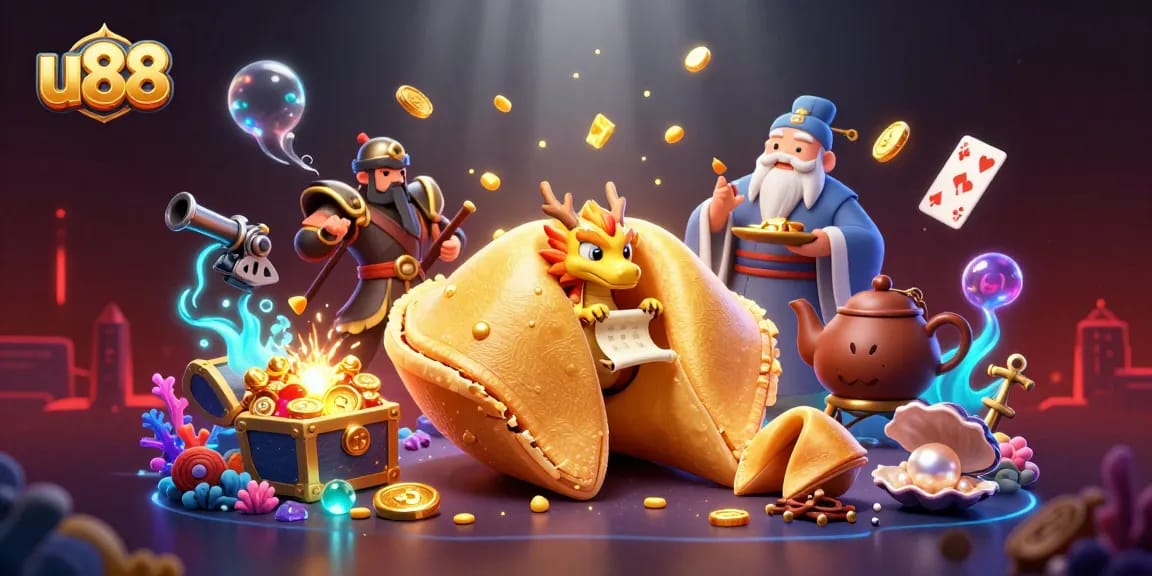 Join the excitement at u88 with a fantasy scene showcasing golden treasures and a wise dragon!