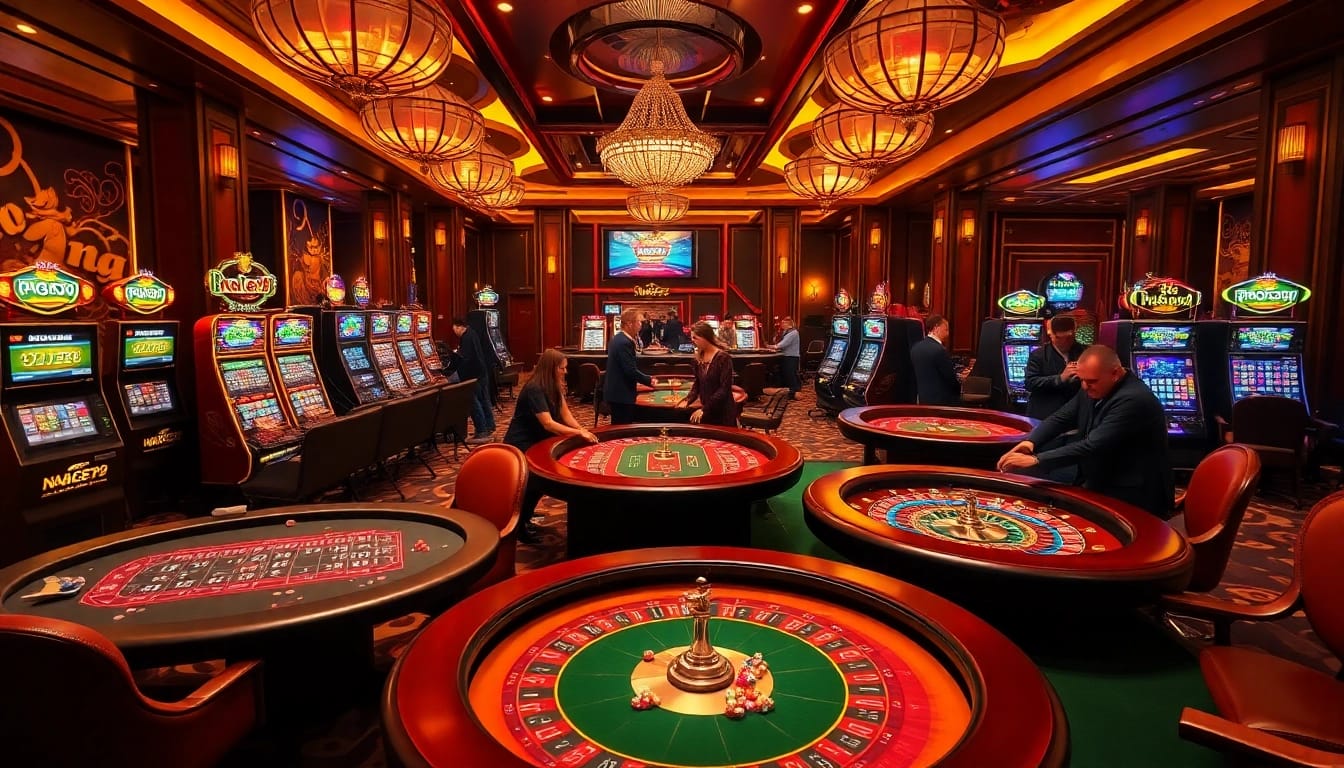 Players enjoying high-stakes gaming in a luxurious Naga99 casino scene filled with excitement.