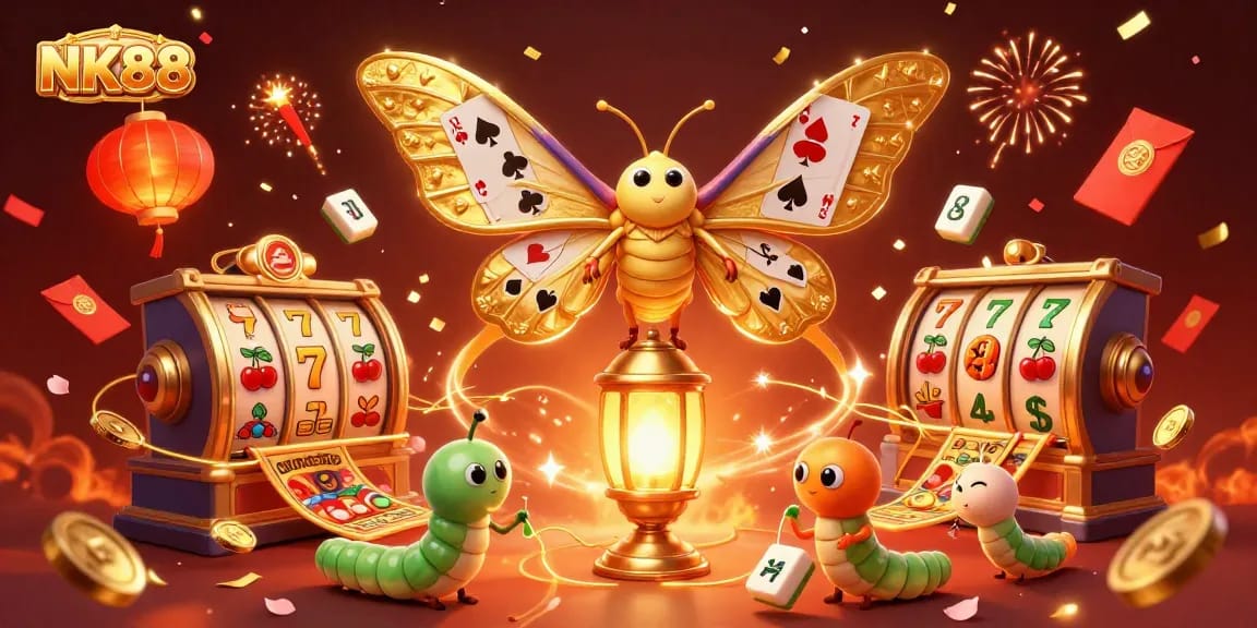 Experience immersive slots gaming with NK88, featuring vibrant visuals and sparkling elements.