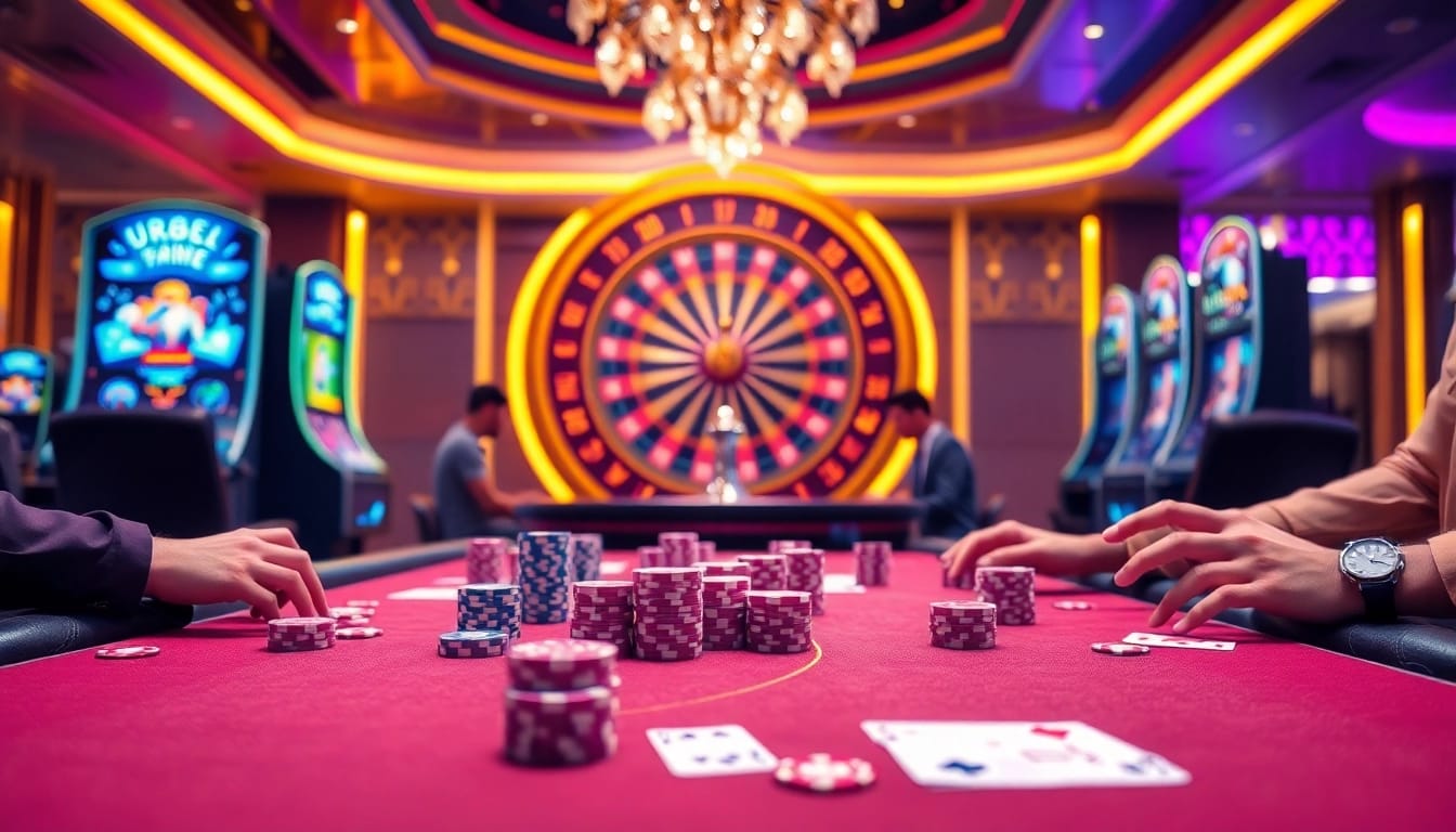 Experience the thrilling U888 casino action with vibrant poker chips and engaged players.