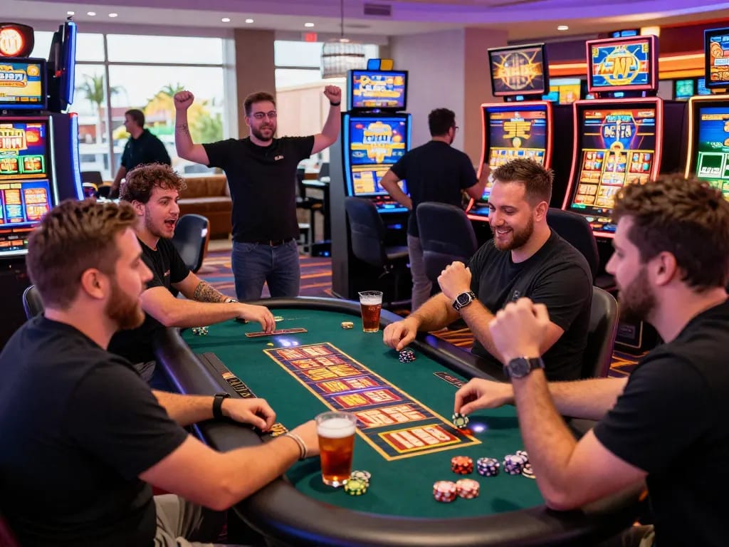 Exciting online casino gaming environment at vegasslot77.com with players and vibrant slots.