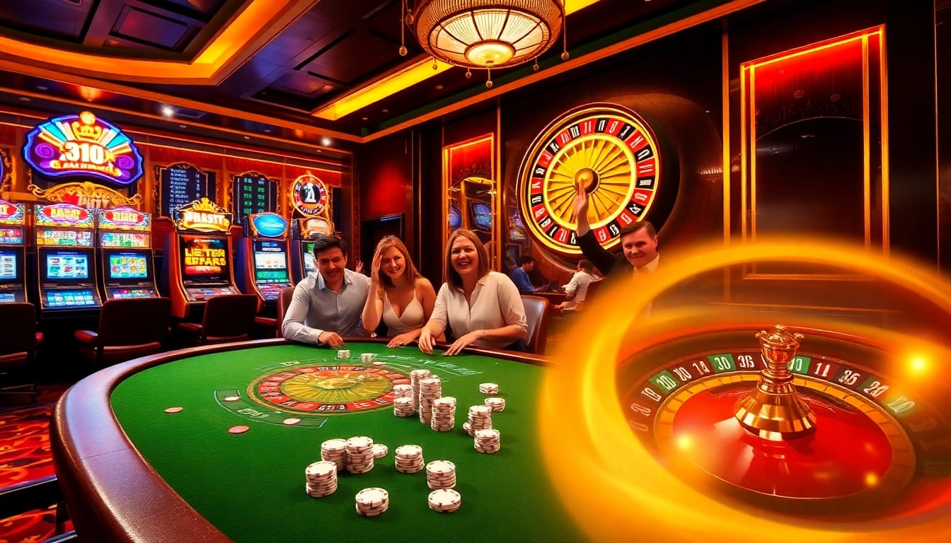 Exciting gaming scene at 78win.bot with players at a blackjack table celebrating wins.