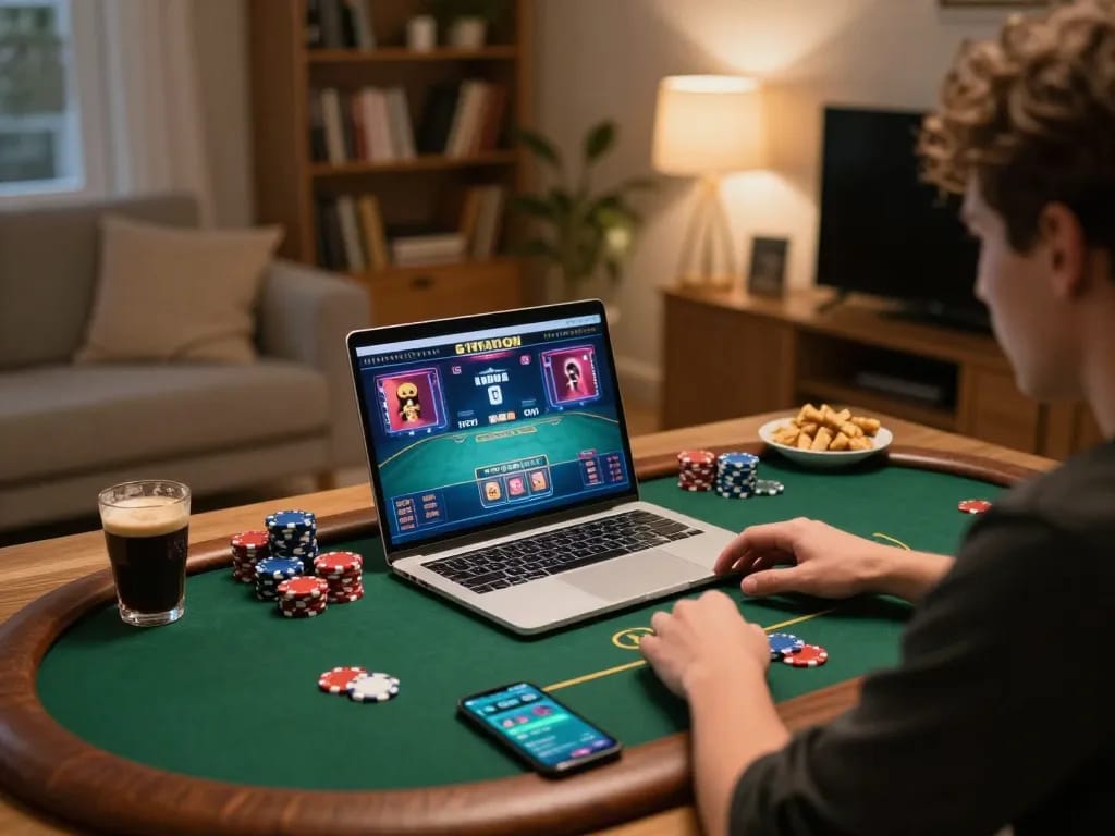 Engaging in online poker gameplay on Sepuhplay with vibrant graphics and strategic atmosphere