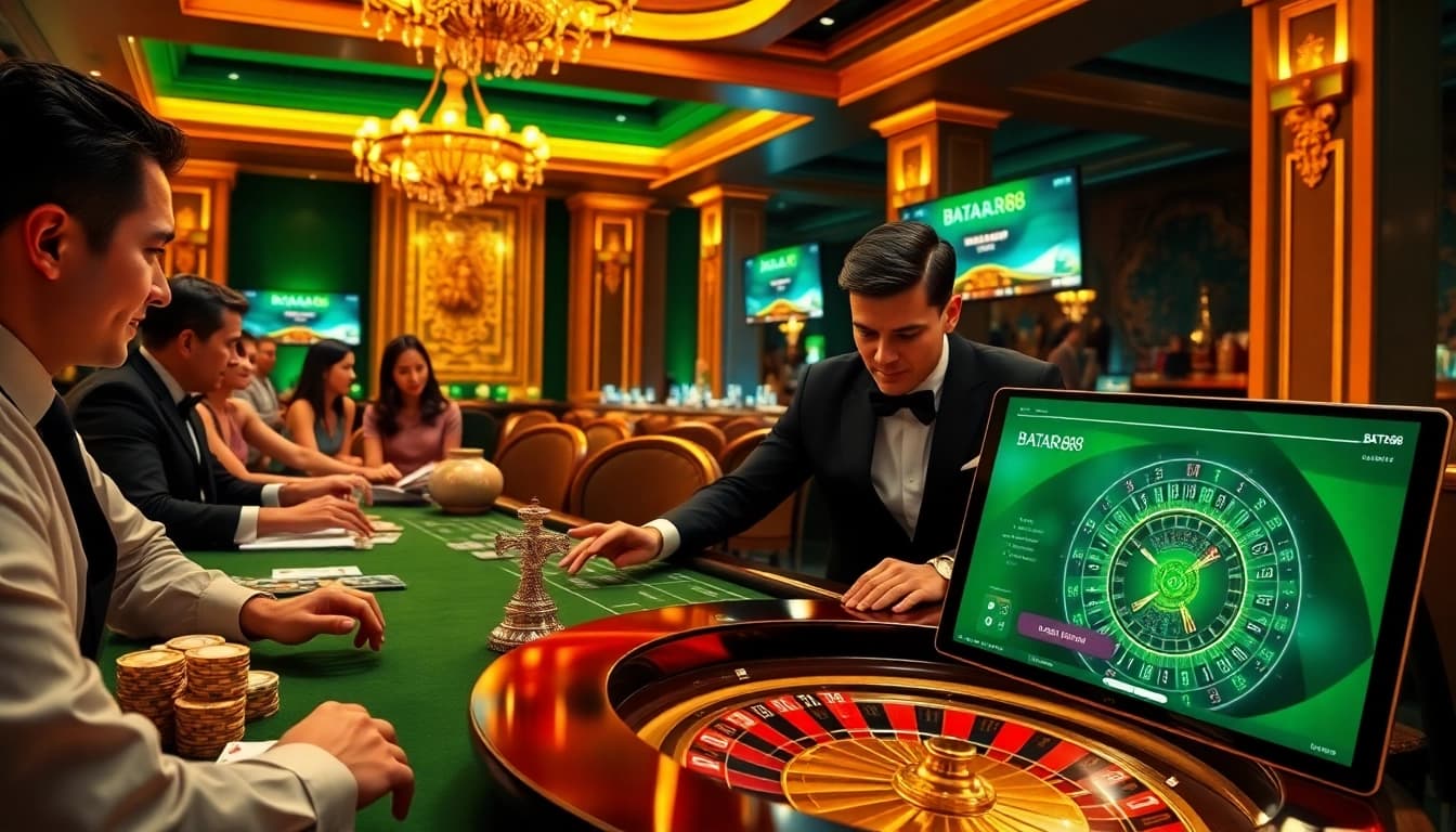 Betting at the Batara88 online casino, showcasing vibrant games and excited players.