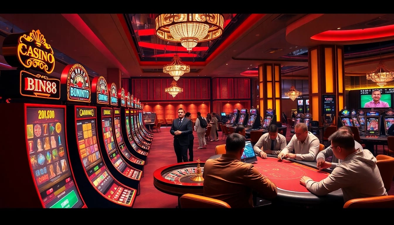 Experience thrilling gambling action at Bin88 with vibrant casino tables and dynamic gameplay.