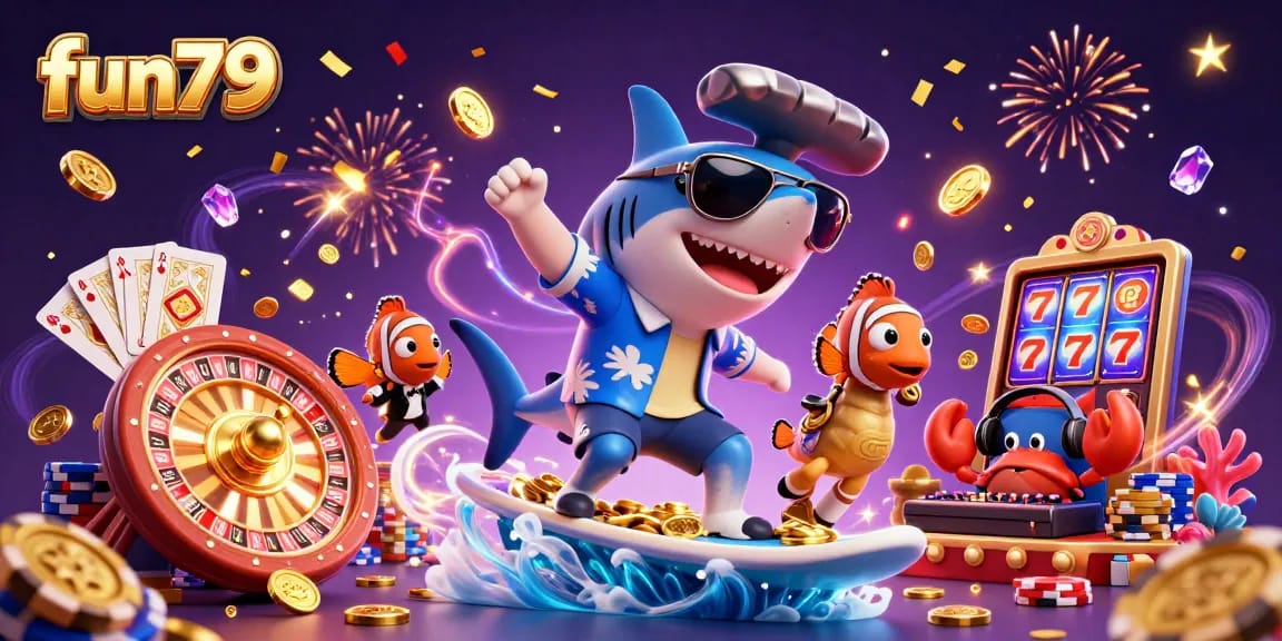 Experience the excitement of play at fun79 with vibrant characters, gold coins, and casino elements!