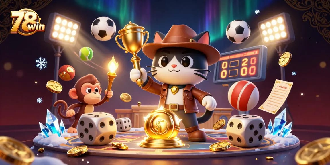 Engage in thrilling gaming adventures at 78win with dynamic sports elements and golden casino treasures.