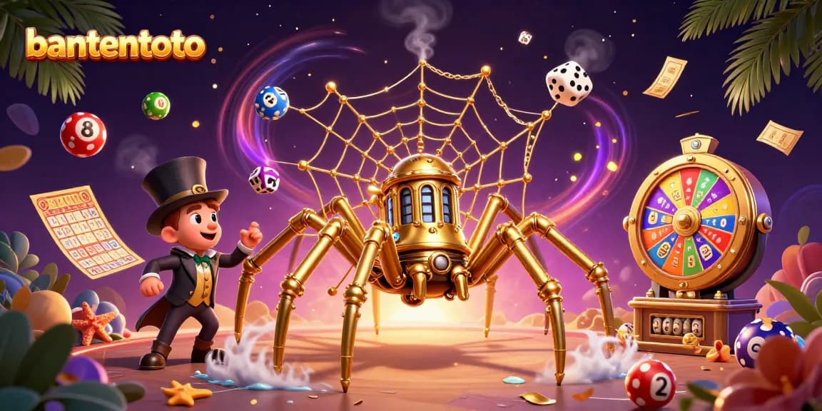 Bermain togel online di bantentoto dengan bola lotere berwarna-warni yang melompat secara dinamis.