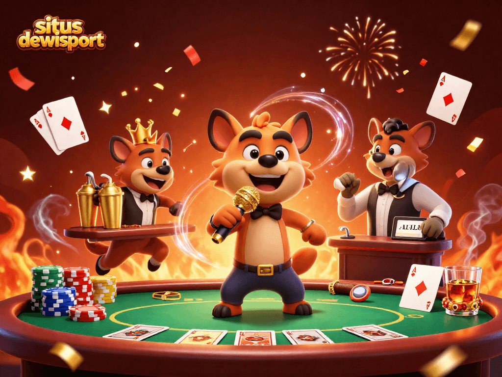 Engage with the dynamic comedy casino experience at situs dewisport, featuring hyenas as lively characters.
