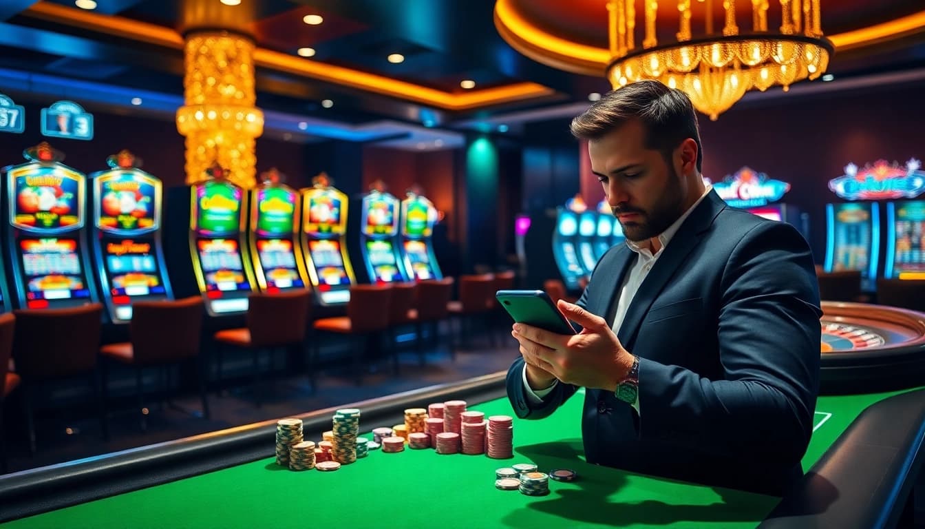 Experience excitement at the casino with the S8 smartphone, managing bets with vibrant poker chips.
