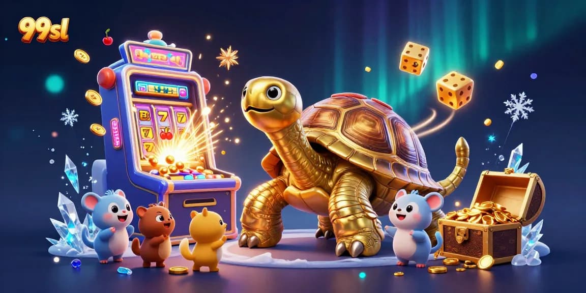 Experience jackpots and excitement at 99sl in this vibrant casino-themed illustration.