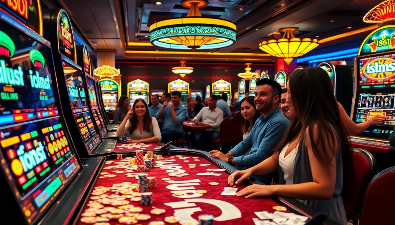 Experience thrilling gameplay on idnslot's premium slot machines in a vibrant casino atmosphere.