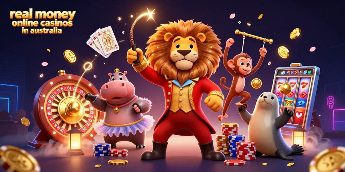 Experience excitement in real money online casinos in Australia with vibrant gaming characters and elements.