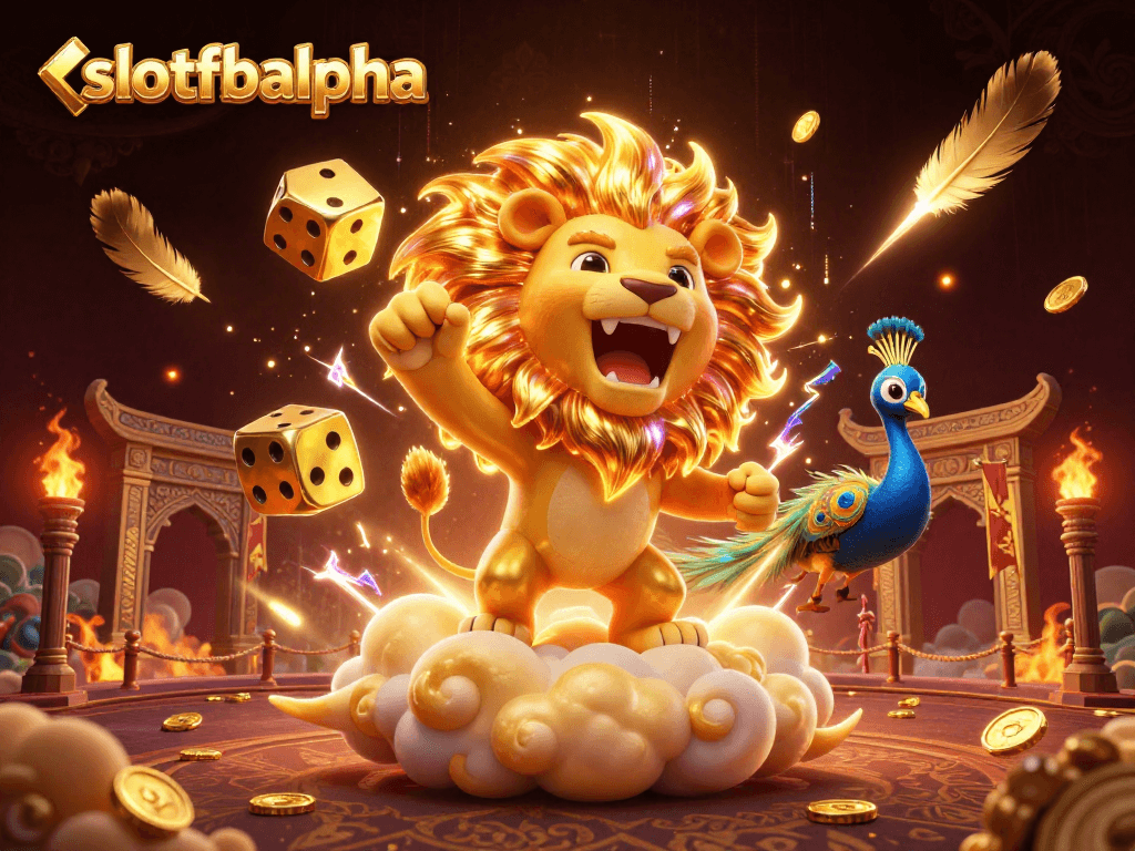 Experience thrilling action in a vibrant casino scene with slotfbalpha and dynamic characters.