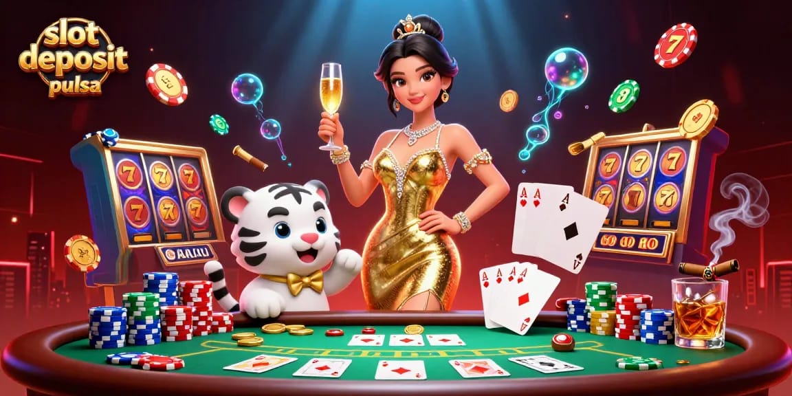 Experience slot deposit pulsa excitement with a glamorous woman and a lucky tiger in a casino