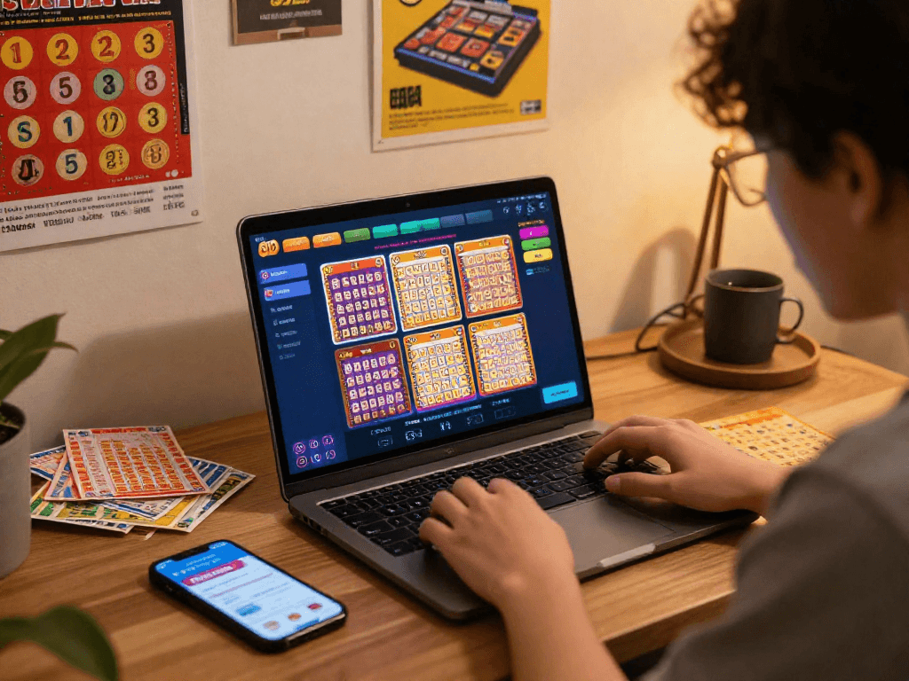 Pengalaman bermain ratutogel secara online dengan berbagai hasil togel 4D yang ditampilkan di laptop.