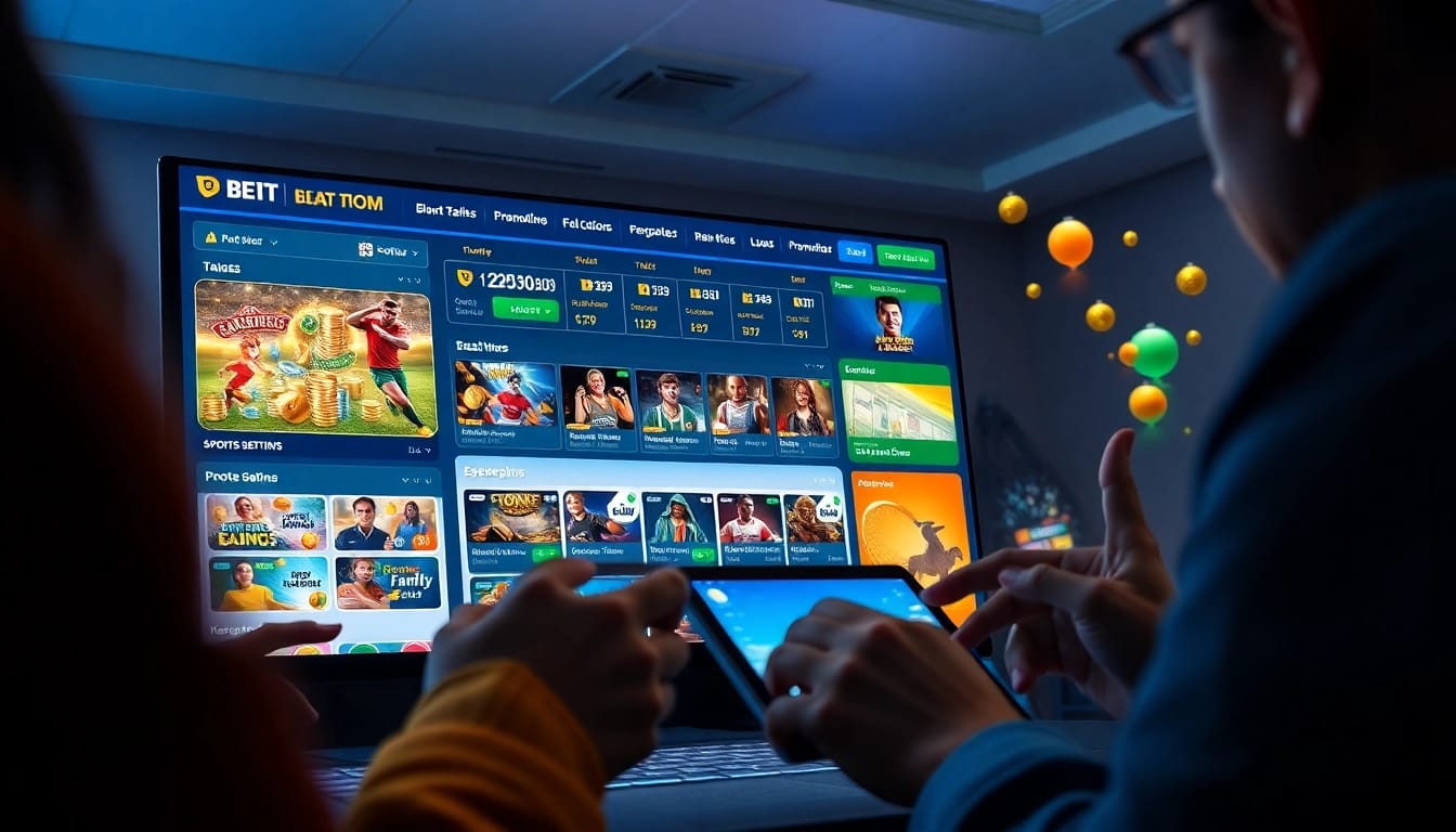 Engaging online betting scene featuring NHÀ CÁI ST666 with vibrant interfaces and casino games.