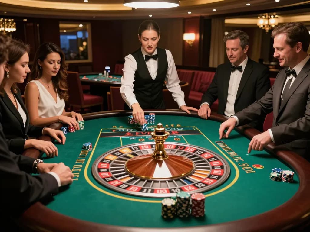 Players engaging in a thrilling roulette game at F168 casino, showcasing excitement and strategy.