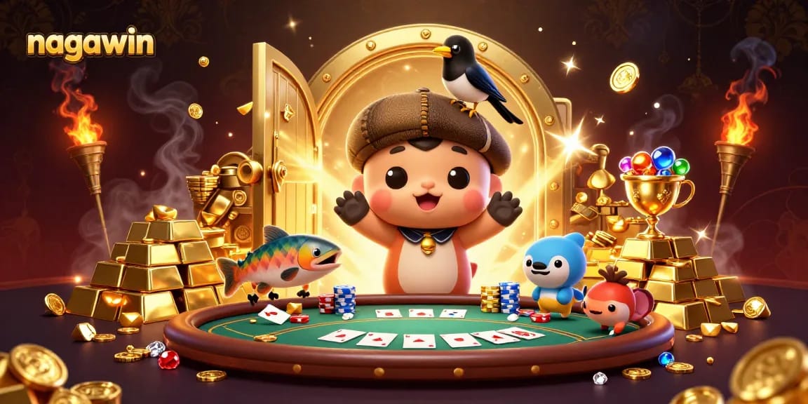 Play poker and enjoy gaming at nagawin with captivating characters and a dynamic casino scene.