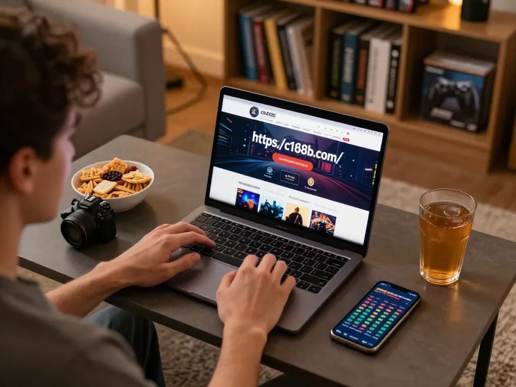 Engaging online casino gameplay on https://c168b.com/ showcased in a cozy home setting with strategic elements.
