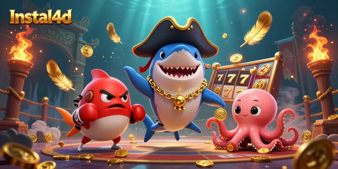 Engage in winning strategies at Instal4d with a vibrant 3D scene featuring exciting casino elements.