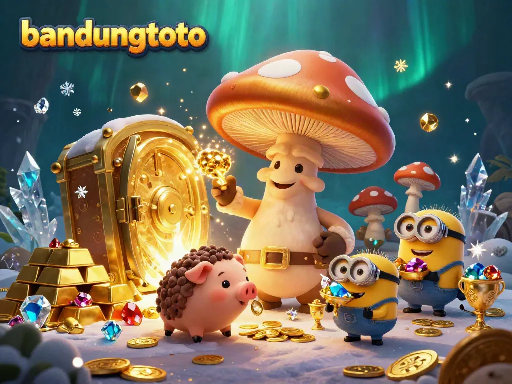 Experience big wins at bandungtoto with magical elements and treasures in a vibrant 3D casino illustration.