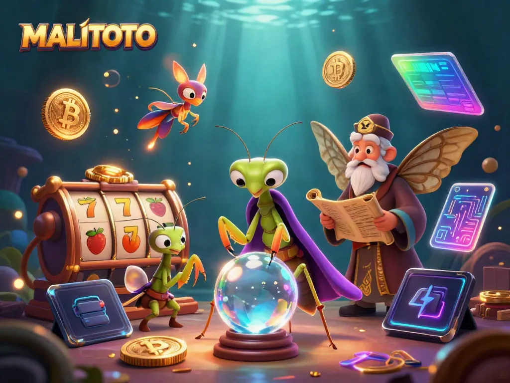 Experience MALITOTO's mystical slots scene with a fortune teller and vibrant animations.