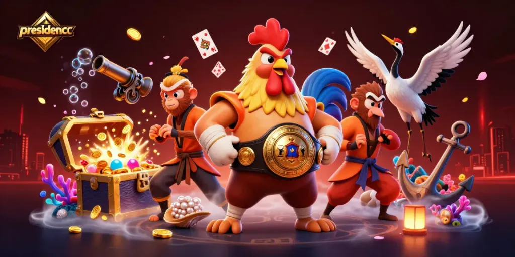 Engage in thrilling gameplay at presidencc with vibrant 3D illustrations of dynamic casino characters